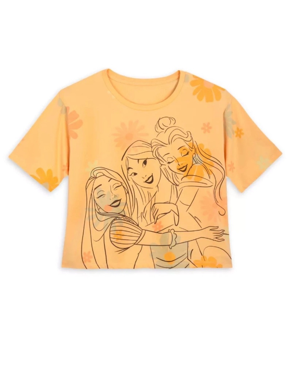 Disney Women’s Orange Floral Princess Graphic Tee